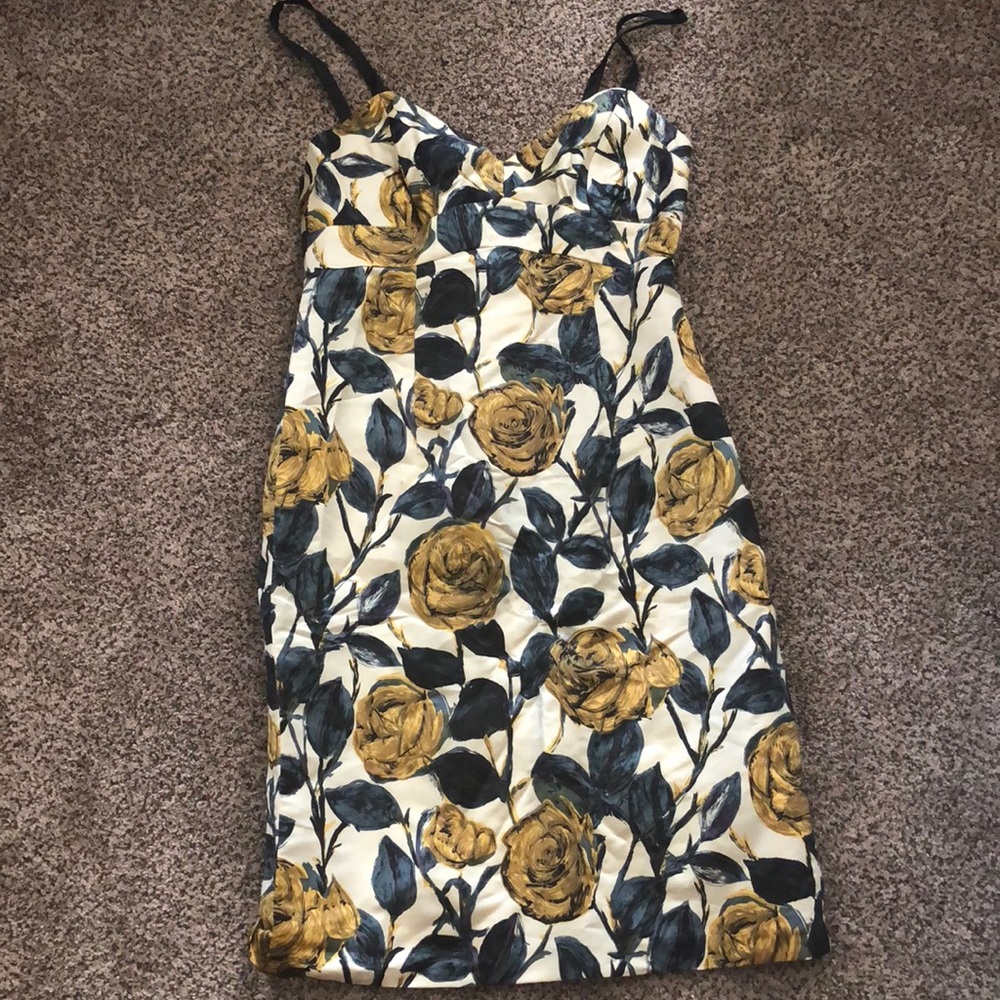 Designer satin floral cocktail dress